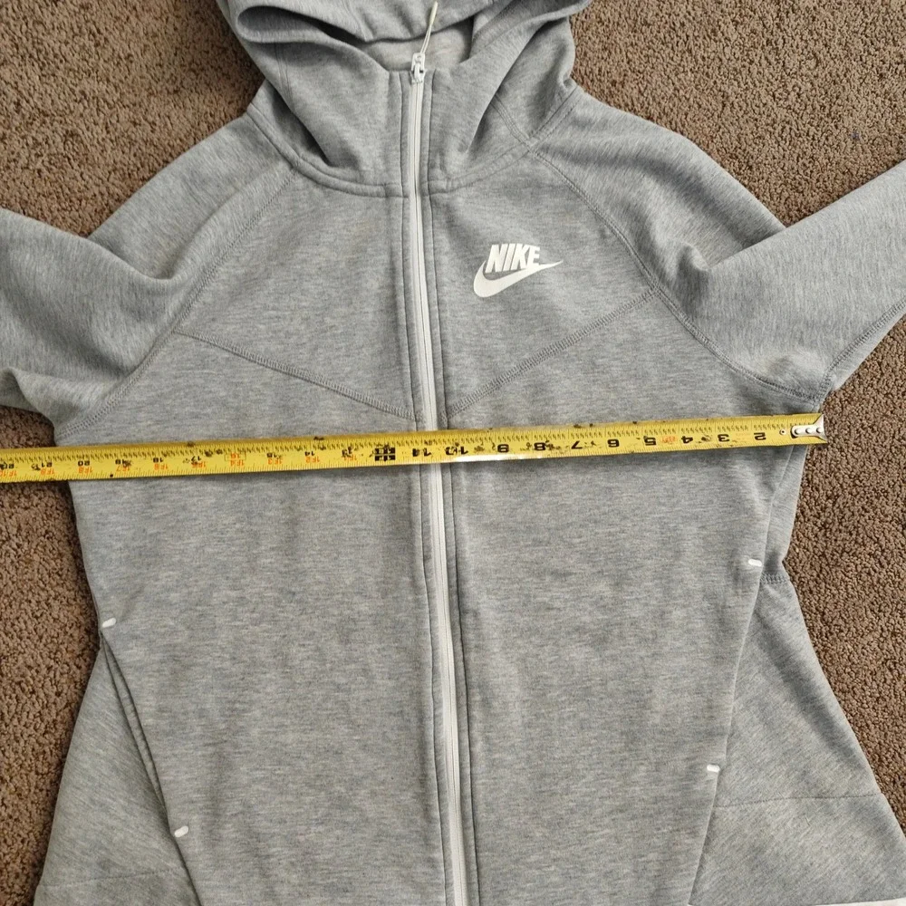 Nike Tech Fleece Full Zip Hoodie Women's Size L‎ Gray White Layering Athleisure
